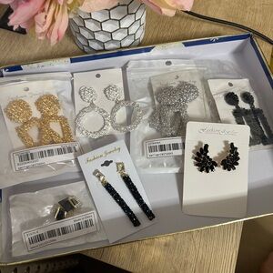 Sparkling Earring Set in Gold, Silver, and Black NEW